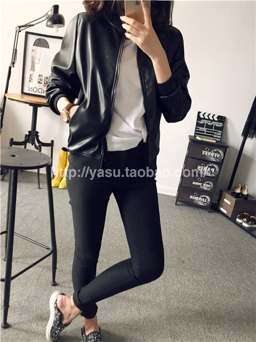 แจ็คเก็ตหนังเทียม ทรงสวย เท่ ดูดี เก๋ไก๋ พร้อมส่งเลยจ้า black