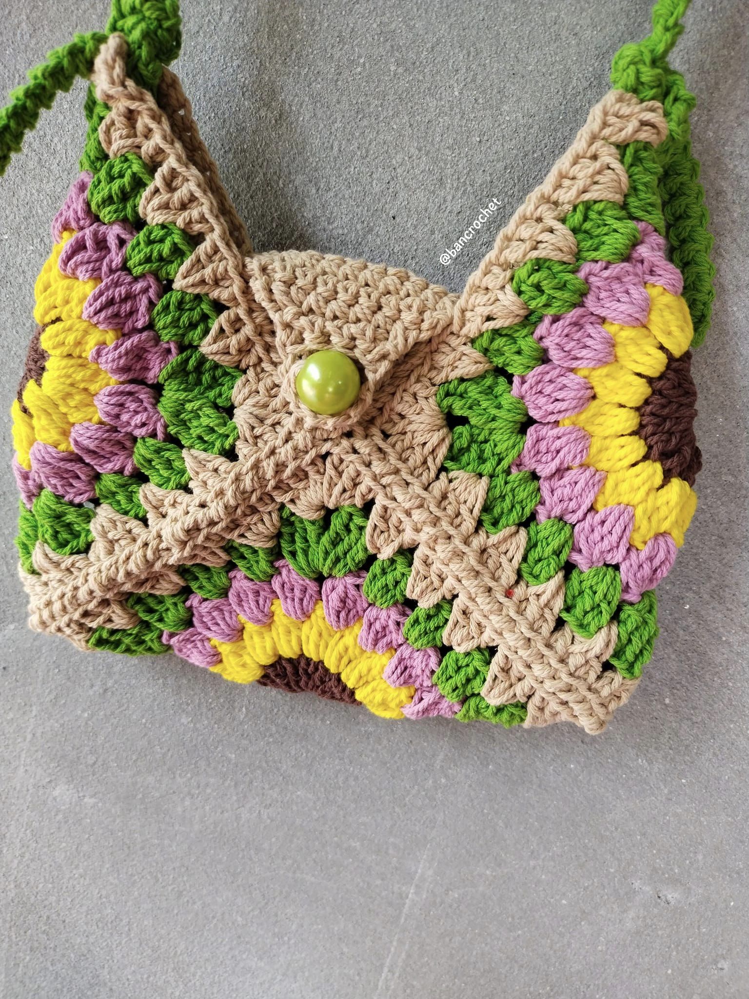 Bancrochet กระเป๋าถักโครเชต์ crochet bag หลากสี 7*5 inch