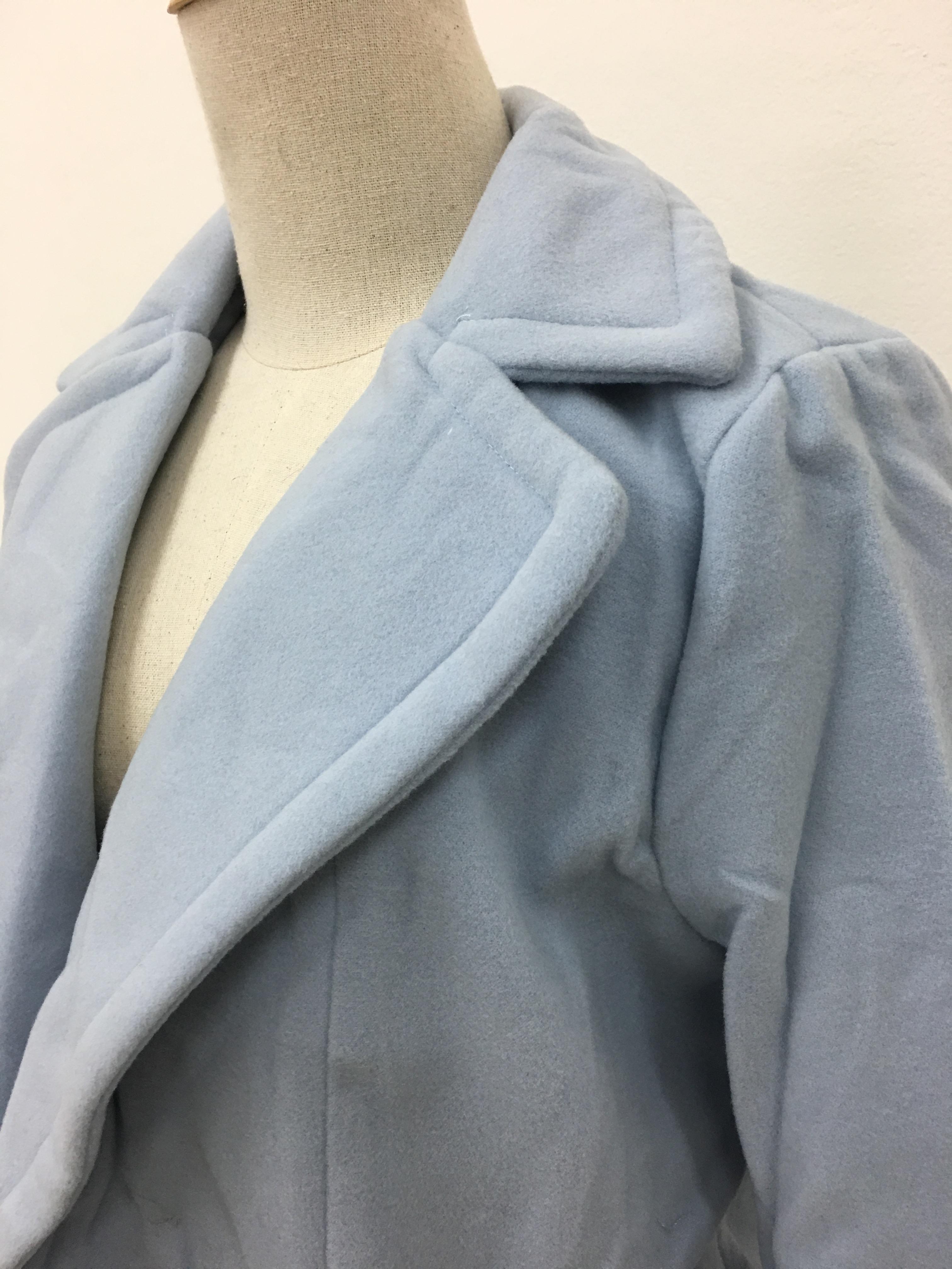 CLASSIC LIGHT BLUE COAT ผ้าวูลเนื้อหนานุ่ม บุซับใน [ เสื้อโค้ท กันหนาว สีฟ้าอ่อน ] พร้อมส่ง LIGHT BLUE