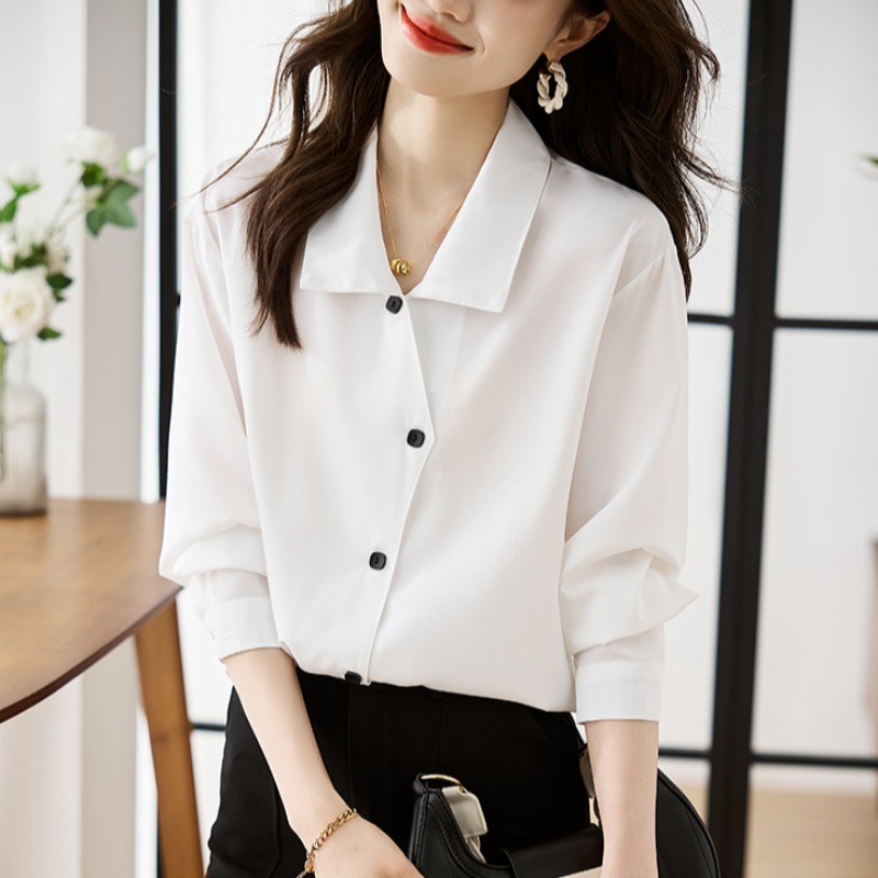 เสื้อเชิ้ตผู้หญิงแขนยาว เสื้อเชิ้ตผู้หญิงใส่ทํางาน 390 บาทต่อชิ้น ฟรีค่าจัดส่ง