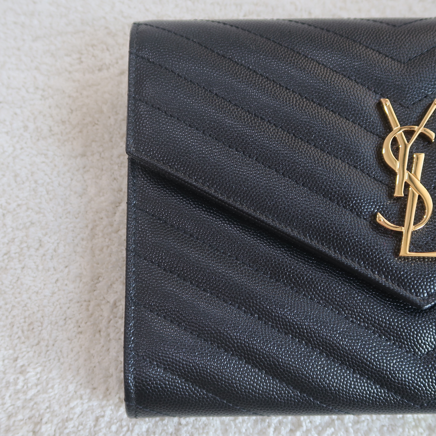 Saint Laurent Black Cassandre Matelasse Wristlet Pouch