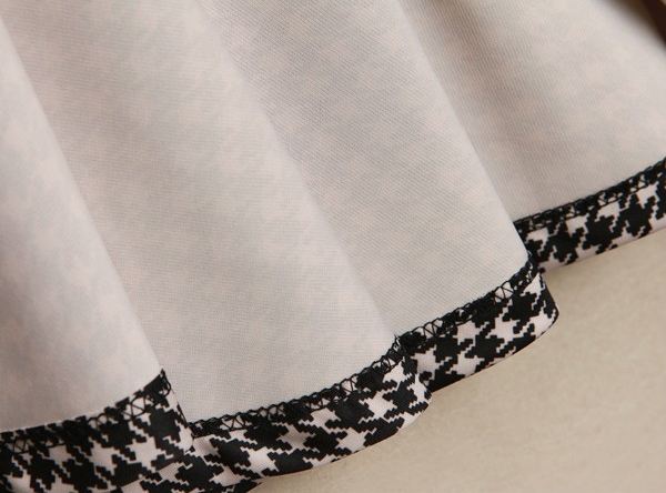 เดรสใส่ทำงาน ลายสก๊อตสีดำ ผ้าแคนวาส ใส่สบาย แขนสามส่วน no 55496