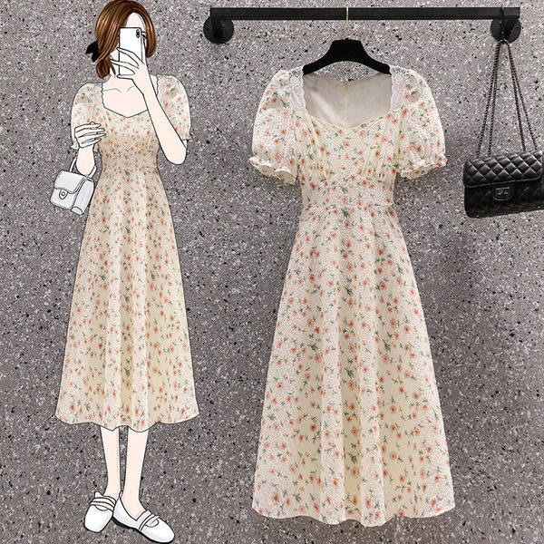 เดรสคนอ้วน เดรสสาวอวบ ชุดเดรสคนอ้วนวัยรุ่นแขนสั้น BY PLUS SIZE Girl