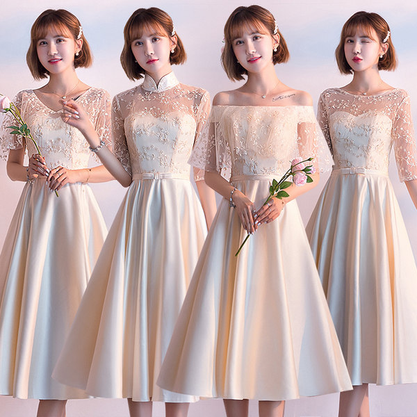 ชุดเพื่อนเจ้าสาวสีครีม ชุดเพื่อนเจ้าสาว ชุดไปงานแต่งงาน