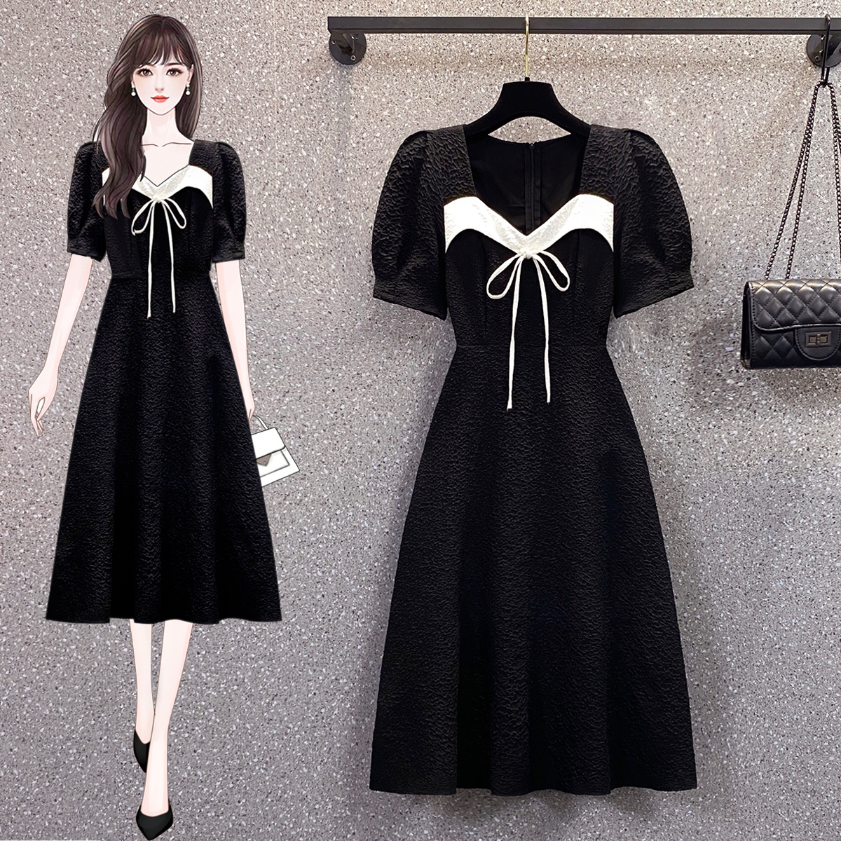 เดรสแขนสั้น มีไซส์ L-4XLอก 38-47 นิ้ว ใส่ได้ทั้งสาวหุ่นดีน่ารักจนถึงสาวอวบพลัสไซส์