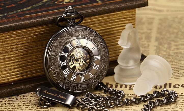 นาฬิกาล็อคเก็ต แบบ Mechanical watch โชว์กลไก นาฬิกา Kronen & Söhne สัญชาติ เยอรมัน แกะลาย ของขวัญแทนใจ สุดหรู 404966
