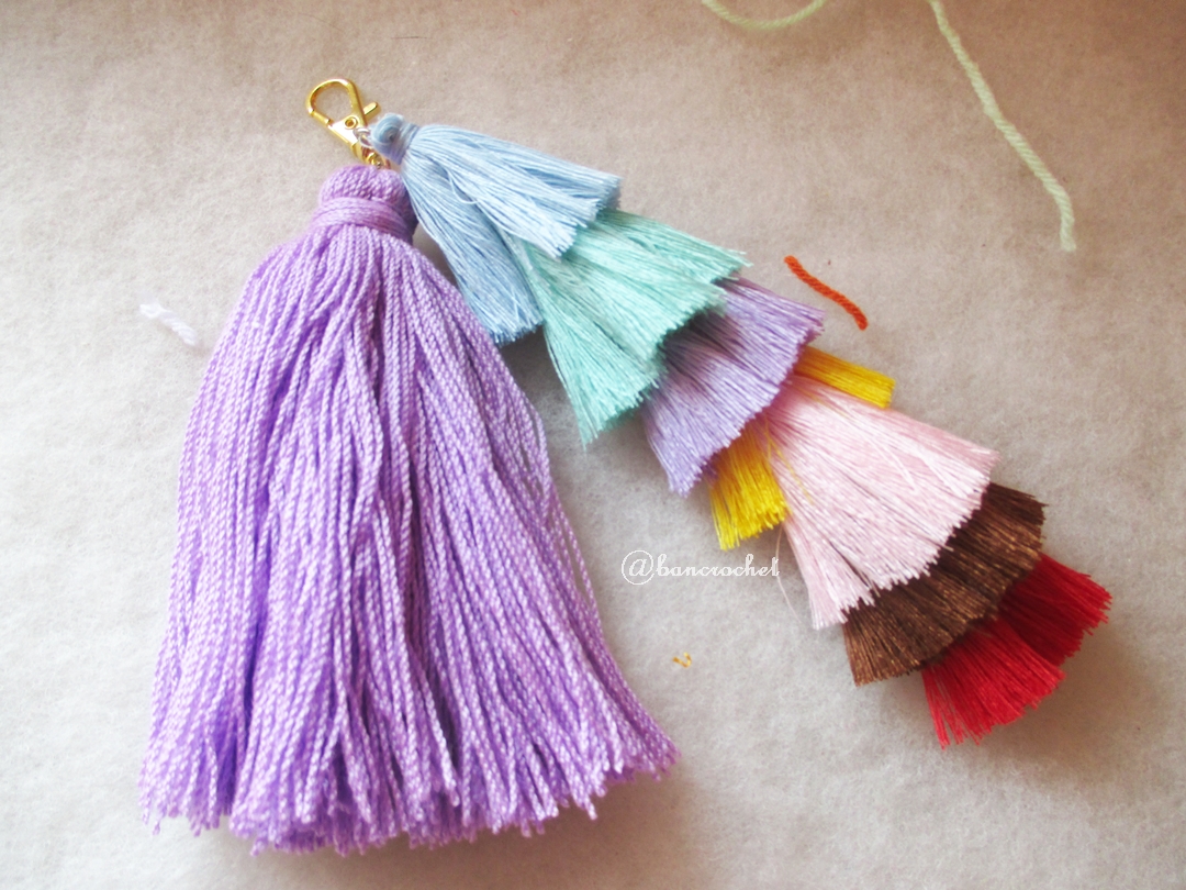bacrochet พวงกุญแจพู่เล็กพู่ใหญ่ tassels keychain มีม่วง 6 นิ้ว