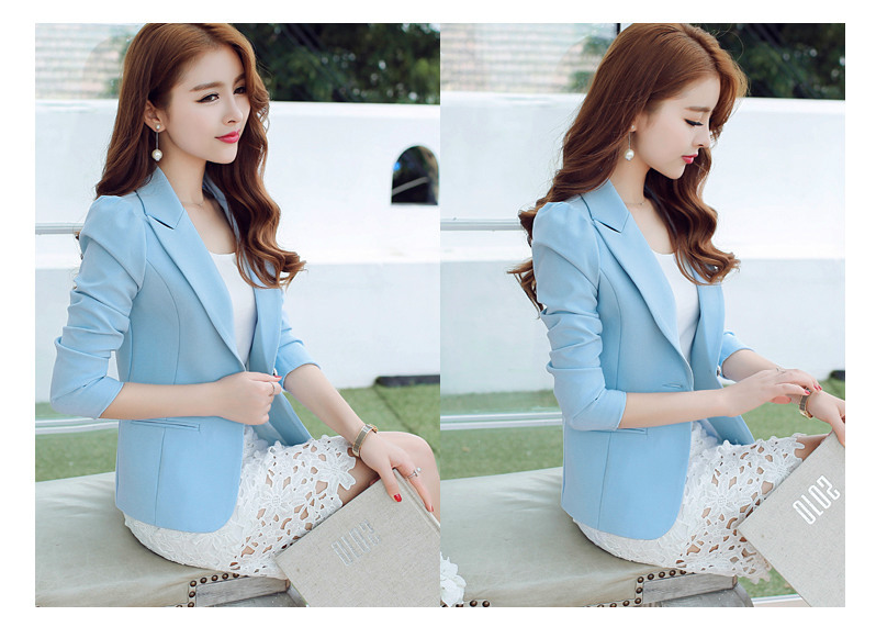 สูท ทรงสวย สีฟ้า แต่งกระเป๋าหลอกที่หน้าอกขวา แต่งช่วงไหล่หวานๆ พร้อมส่ง Blue