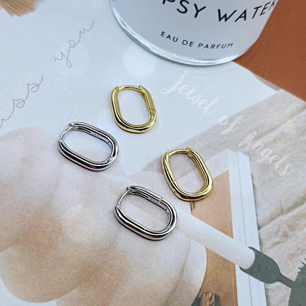 ต่างหูเงินแท้ S925 ต่างหูห่วงตัวยู รุ่น Sunset สีทอง สีเงิน มินิมอล เงินแท้ทั้งชิ้น silver925