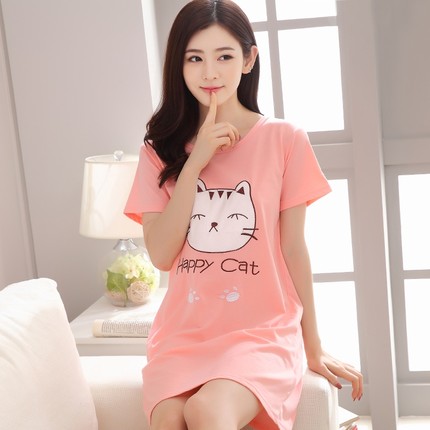 ชุดนอนเสื้อยืด ลายเเมวมีความสุข