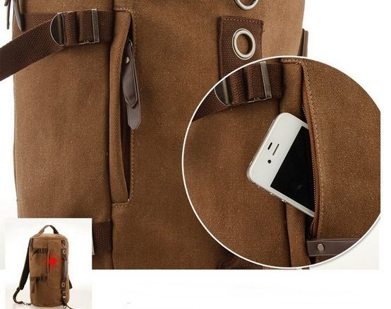 กระเป๋าเป้ กระเป๋าสะพาย กระเป๋าเดินทาง ผู้หญิง ผู้ชาย ใช้ได้ ผ้า Canvas อย่างหนา วัสดุอย่างดี ทำเป็นรูป ทรงกระบอก ใส่นิตยสาร หรือ เสื้อผ้า เที่ยวเขาได้ no 7432833