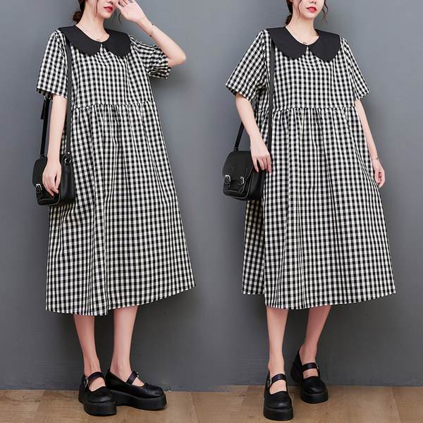 เสื้อทีเชิ้ตคนอ้วนผู้หญิงสไตล์คอตตอนลินินมีไซต์อก 47-48 นิ้ว