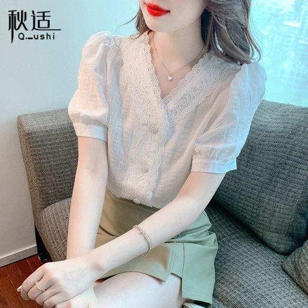 เสื้อลูกไม้ แขนสั้น