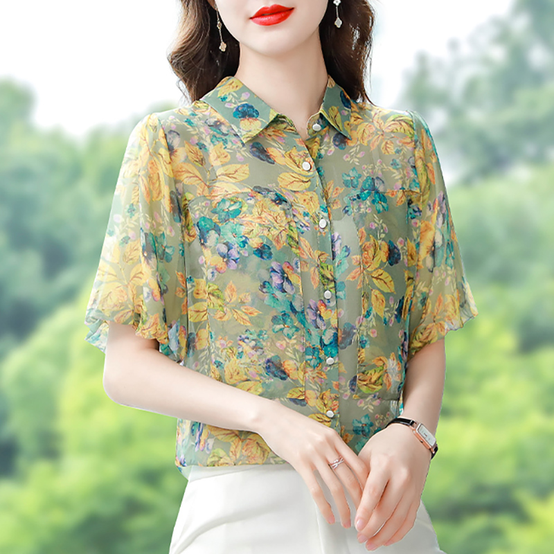 เสื้อชีฟอง เสื้อแฟชั่นสุภาพสตรีวัยผู้ใหญ่ มีไซต์ อก34นิ้ว-43นิ้ว