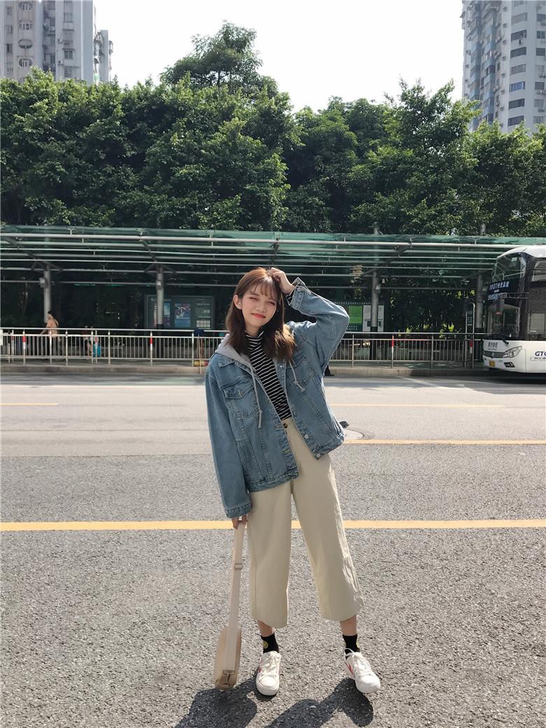 แจ็กเก็ต ฮู้ดผ้า น่ารัก ทรงสวย สียีนส์อ่อน พร้อมส่งจ้า same pic