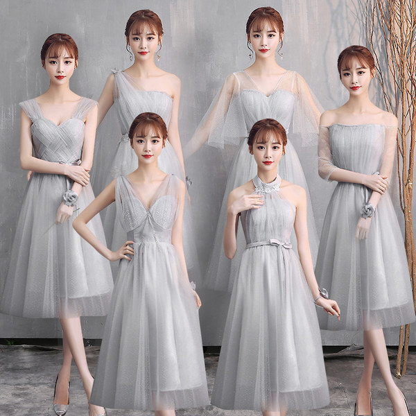 ชุดเพื่อนเจ้าสาว ชุดไปงานแต่งงาน ชุดเพื่อนเจ้าสาวสีเทา