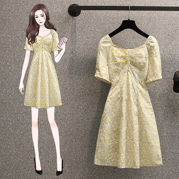 เดรสคนอ้วน เดรสสาวอวบ ชุดเดรสคนอ้วนวัยรุ่นแขนสั้น BY PLUS SIZE Girl