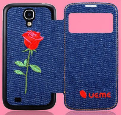 เคส samsung galaxy s4 case i9500 เคส ยีนส์ ปัก ดอกกุหลาบ สีแดง ด้านหลัง สียีนส์เข้ม Auto sleep wake ดีไซน์ จากประเทศอังกฤษ 694377_6