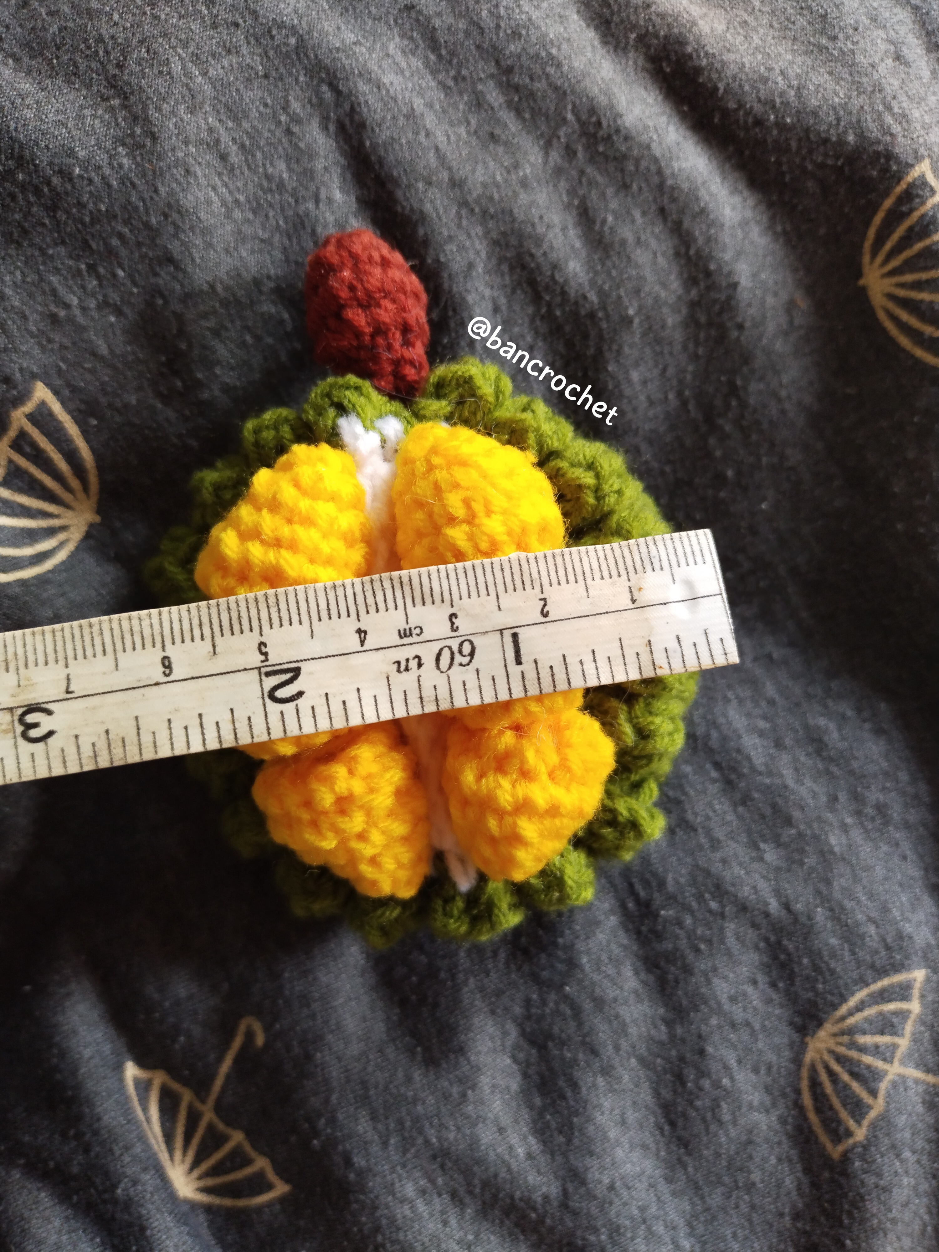 Bancrochet ทุเรียนถักไหมพรม Crochet Durian หลากสี 3*3 inch