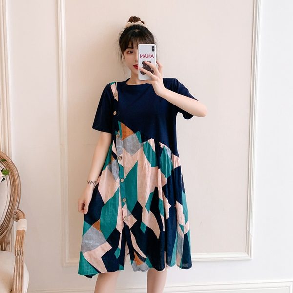 เดรสคนอ้วน เดรสสาวอวบ ชุดเดรสคนอ้วนวัยรุ่นแขนสั้น BY PLUS SIZE Girl