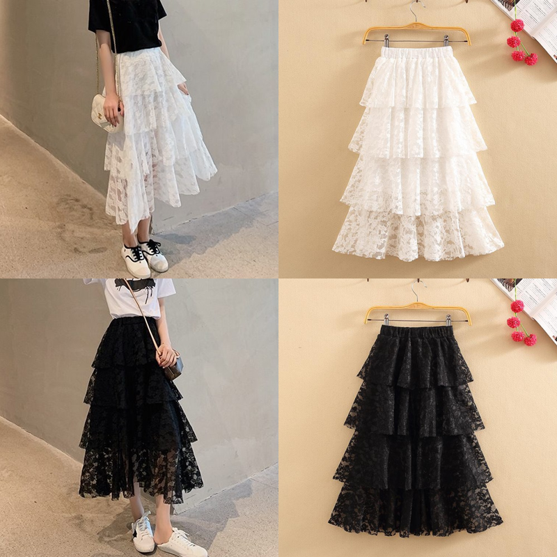 Skirt360 กระโปรงยาวลูกไม้ทรงขนมชั้น เอวยางยืด มีซับใน ผ้าลูกไม้เนื้อดีหนามีน้ำหนักทิ้งตัวผ้าลูกไม้เนื้อนุ่มใส่สบาย งานดีทรงดีลายสวย แมทช์กับเสื้อสไตล์ไหนก็น่ารักดูดี