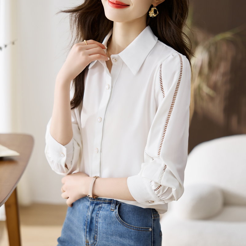 เสื้อเชิ้ตผู้หญิงแขนยาว เสื้อเชิ้ตผู้หญิงใส่ทํางาน 390 บาทต่อชิ้น ฟรีค่าจัดส่ง
