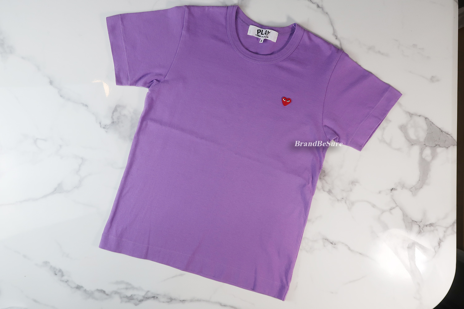 Comme Des Garcons Play Violet Cotton Red Heart Short Tee Size S
