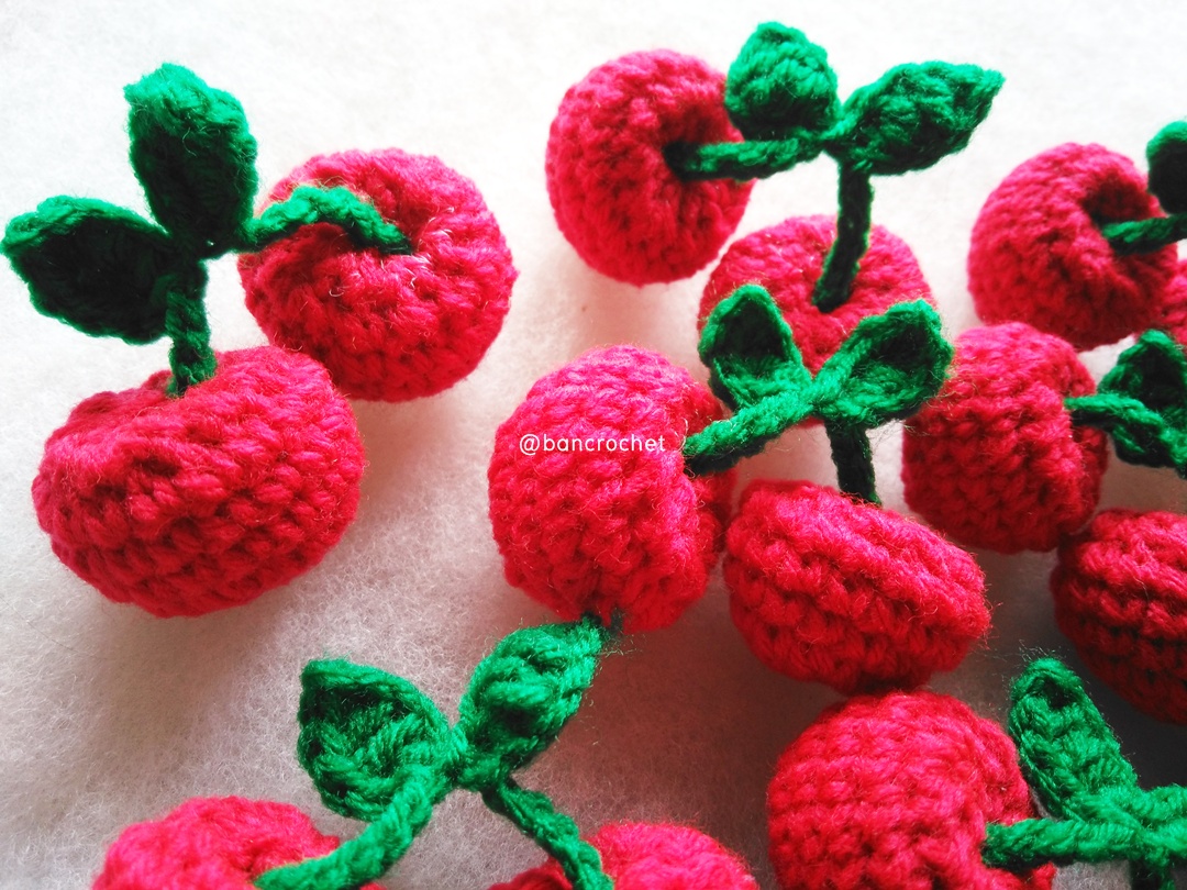 Bancrochet เชอรี่ถักโครเชต์ ขนาด 2 นิ้ว cherry crochet แดง (red) 2*2.5