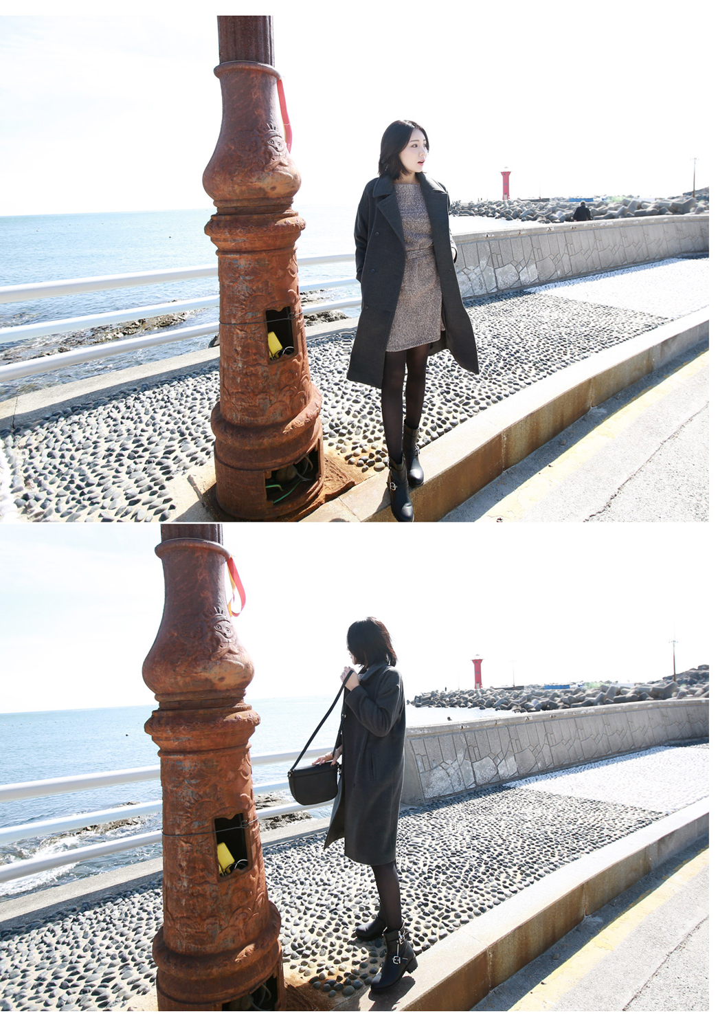 OverCoat เสื้อโค้ทกันหนาวตัวยาว สีเทาดำ งานดี ผ้าวูลเนื้อดีเรียบไม่เป็นขุย บุซับในกันลมอย่างดี พร้อมส่ง