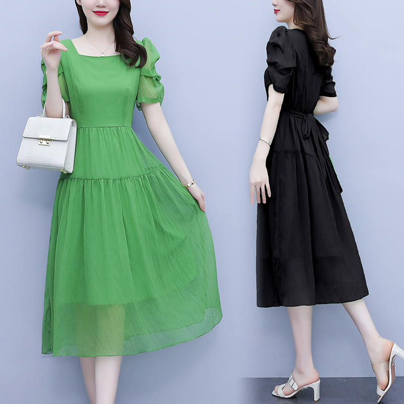 เดรสแขนสั้น มีไซส์ L-4XLอก 38-47 นิ้ว ใส่ได้ทั้งสาวหุ่นดีน่ารักจนถึงสาวอวบพลัสไซส์