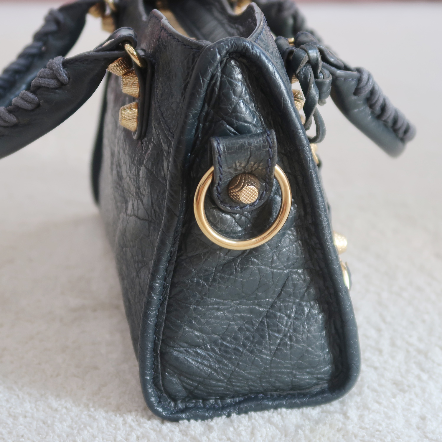 Balenciaga Grey Lambskin Mini City Giant G12 GHW