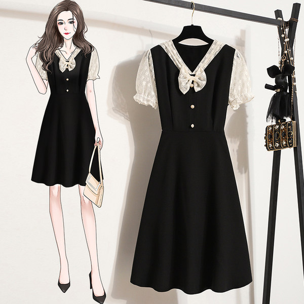 เดรสคนอ้วน เดรสสาวอวบ ชุดเดรสคนอ้วนวัยรุ่น เดรสสีดำใส่ทำงาน BY PLUS SIZE Girl