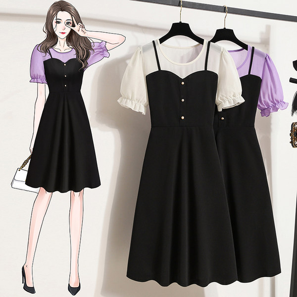 เดรสคนอ้วน เดรสสาวอวบ ชุดเดรสคนอ้วนวัยรุ่น เดรสทรงเอระบาย BY PLUS SIZE Girl