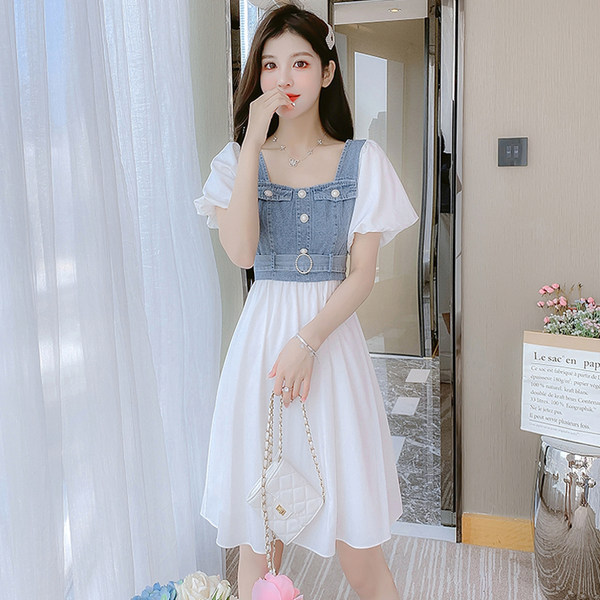 เดรสลูกไม้ เดรสชีฟองสวยๆ แขนสั้น By Meiyi women's clothing