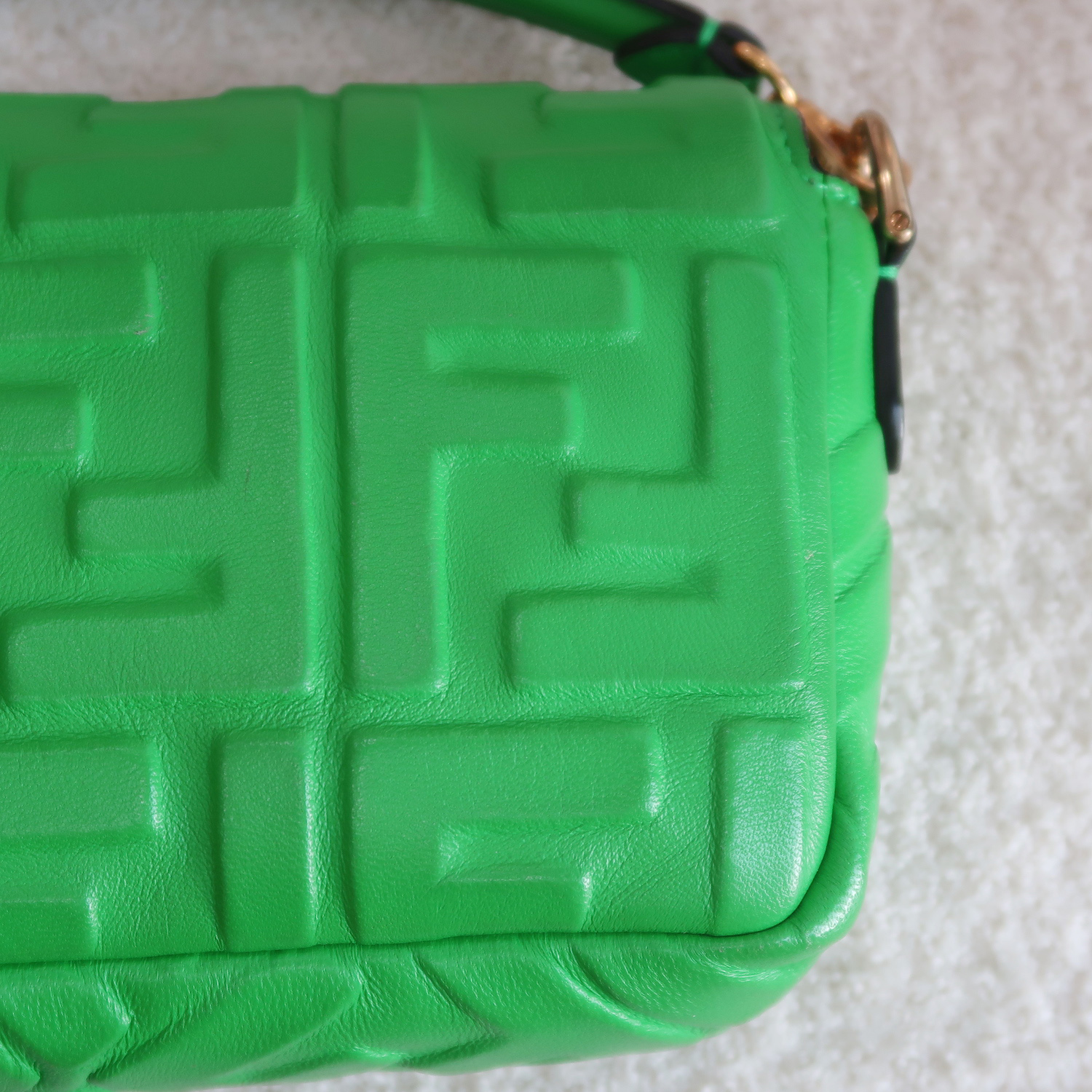 Fendi Green Nappa FF Mini Baguette