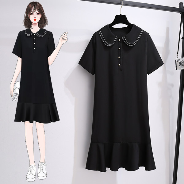 เดรสคนอ้วน เดรสสาวอวบ ชุดเดรสคนอ้วนวัยรุ่นแขนสั้น BY PLUS SIZE Girl