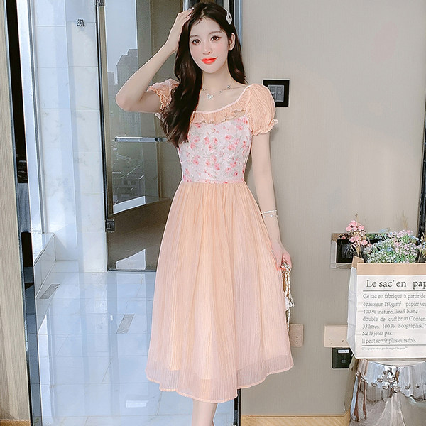 เดรสลูกไม้ เดรสชีฟองสวยๆ แขนสั้น By Meiyi women's clothing