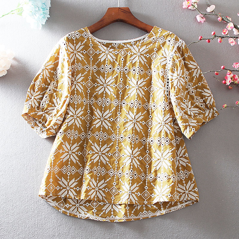 เสื้อลินิน เสื้อผ้าฝ้ายลินิน เสื้อเชิ้ตผ้าลินิน ปักลายสวยๆด้วยด้าย สไตล์VINTAGE