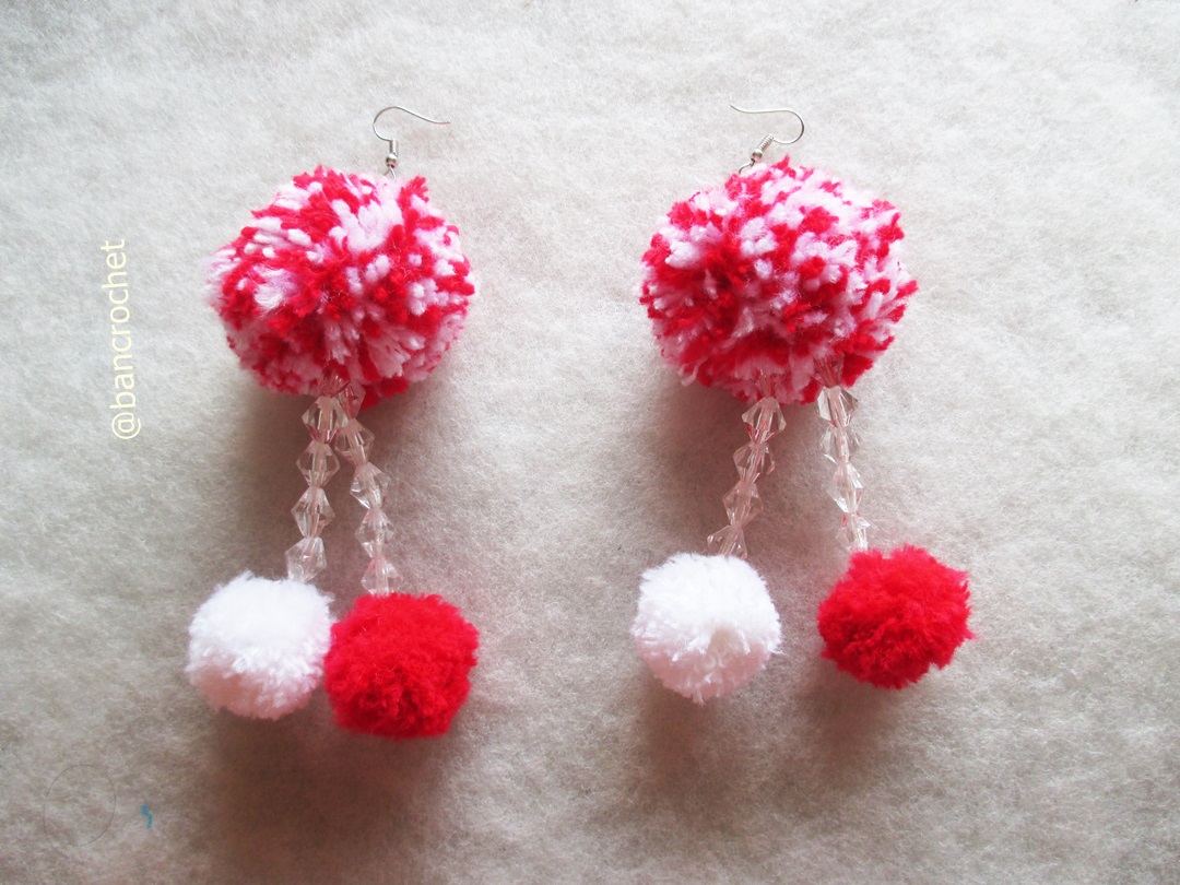 ต่างหูถักโครเชต์ crochet earrings หลากสี 5 นิ้ว