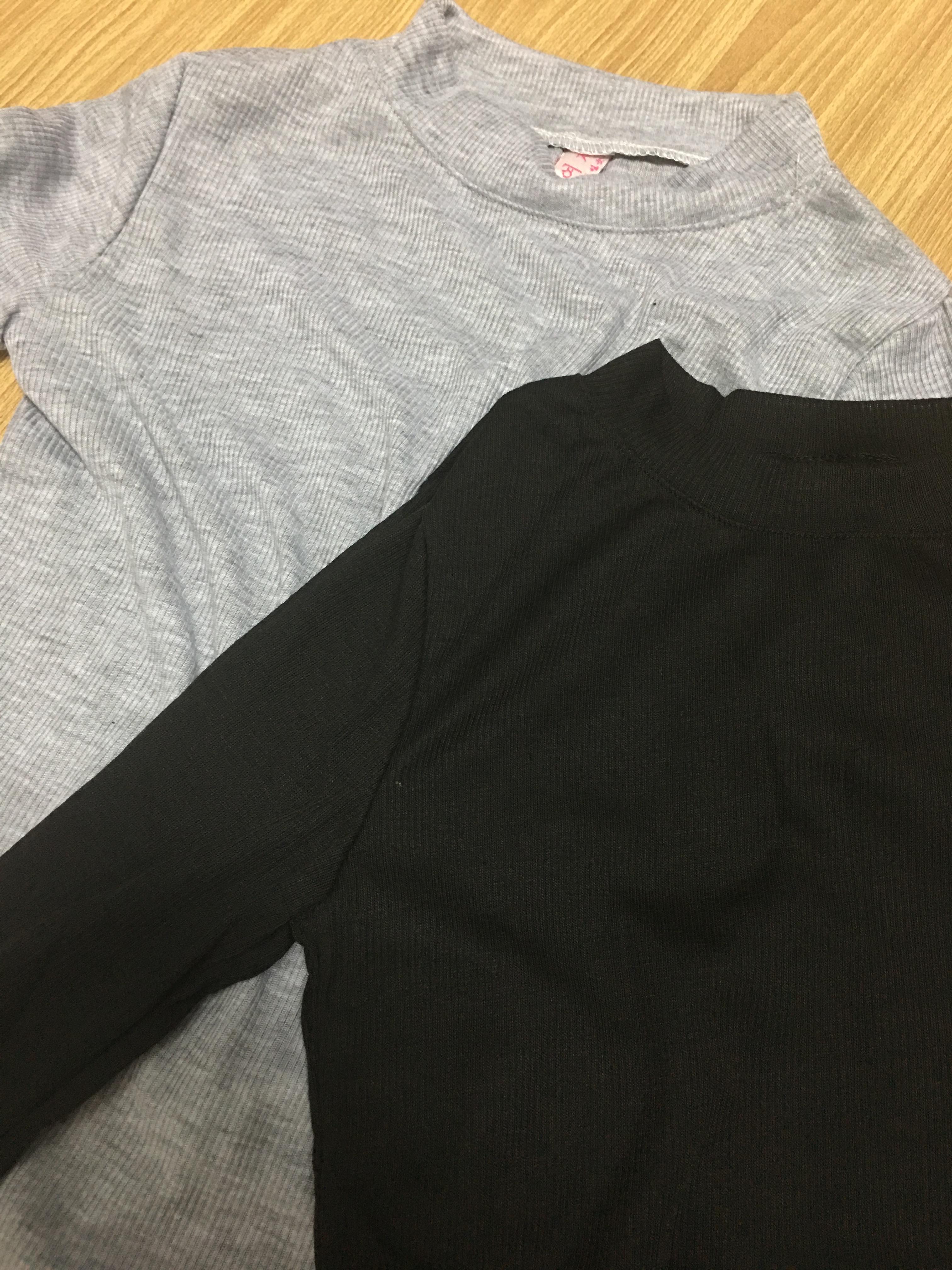 สีดำ เสื้อแขนยาว มีลายในตัว ผ้าคอตตอนบาง พร้อมส่ง