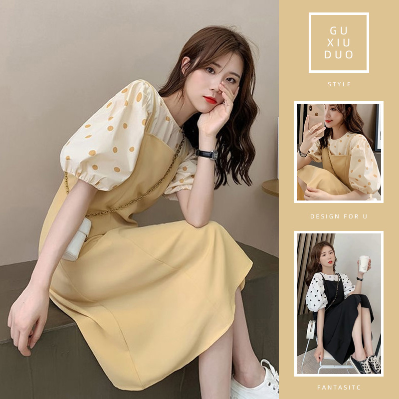 เดรสแขนสั้นมีไซส์L-4XLอก38-47นิ้ว