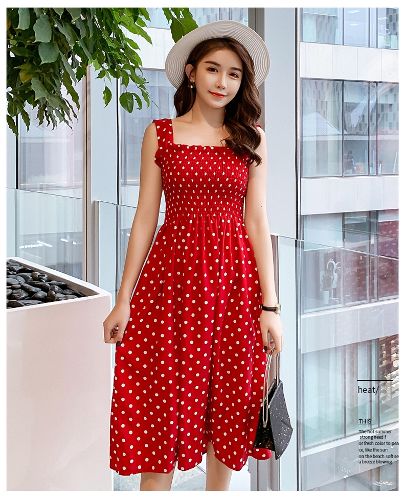 Dress4596 เดรสยาวลายจุดสม็อคช่วงอกและเอว ผ้าชีฟองทึบแสงเนื้อดีนุ่มใส่สบาย งานน่ารักใส่เก๋ๆ ได้บ่อย ทรงนี้มีติดตู้ไว้ใส่ได้เรื่อยๆ เลยจ้า มี 2 สี ดำ, แดง