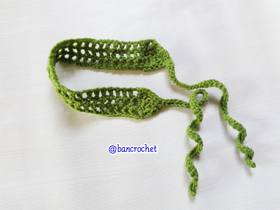 Bancrochet ที่คาดผมถักโครเชต์ crochet headband เขียวขี้ม้า 1-1.5*13 inch