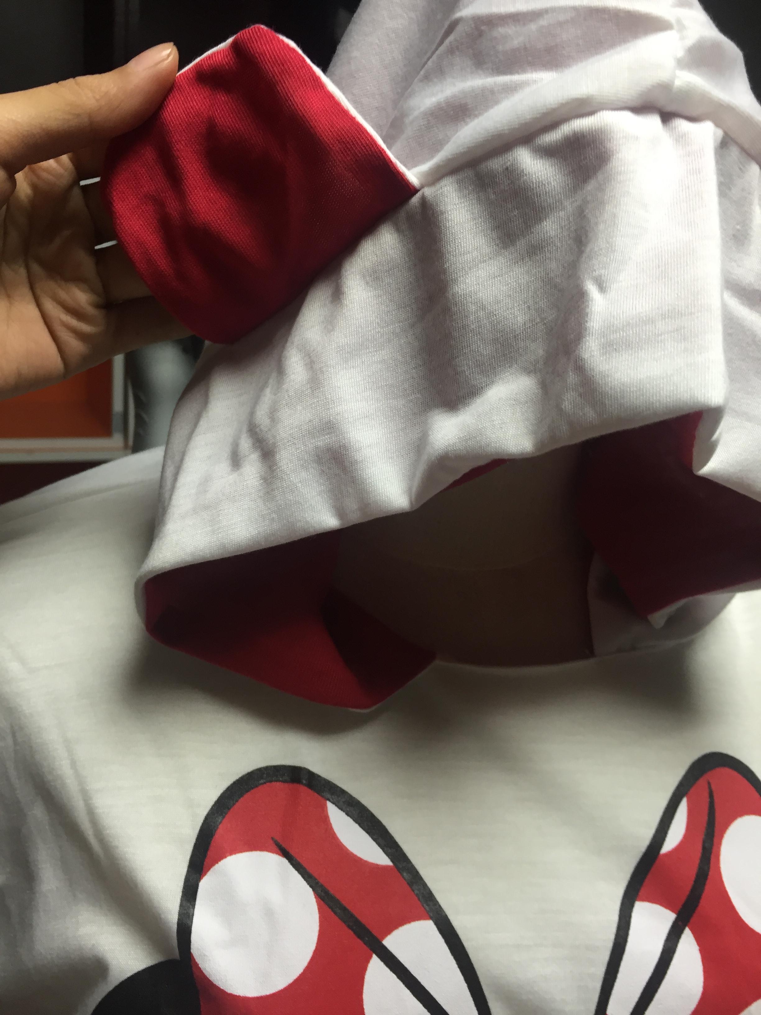 เสื้อแขนยาวฮู้ดดี้ มินนี่เมาส์ (สีขาวแดง) แฟชั่นเกาหลี ผ้า cotton เนื้อบาง น่ารัก ขาวแดง