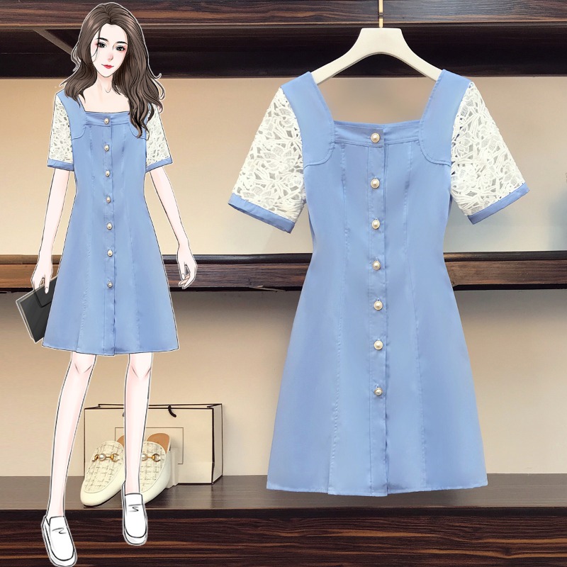 เดรสแขนสั้น มีไซส์ L-4XLอก 38-47 นิ้ว ใส่ได้ทั้งสาวหุ่นดีน่ารักจนถึงสาวอวบพลัสไซส์