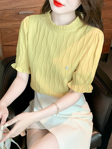 เสื้อลูกไม้ แขนสั้น