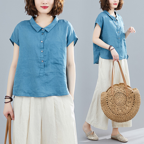 เสื้อผ้าฝ้าย เสื้อผ้าลินิน สไตล์ฤดูร้อน BY Lian Zhi Cotton and linen art สไตล์VINTAGE มีขนาดไซส์อกประมาณ 35-40 นิ้ว