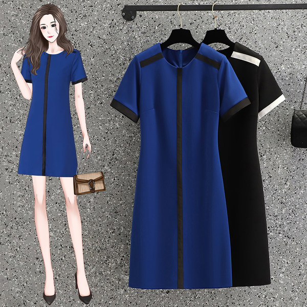 เดรสคนอ้วน เดรสสาวอวบ ชุดเดรสคนอ้วนวัยรุ่นแขนสั้น BY PLUS SIZE Girl