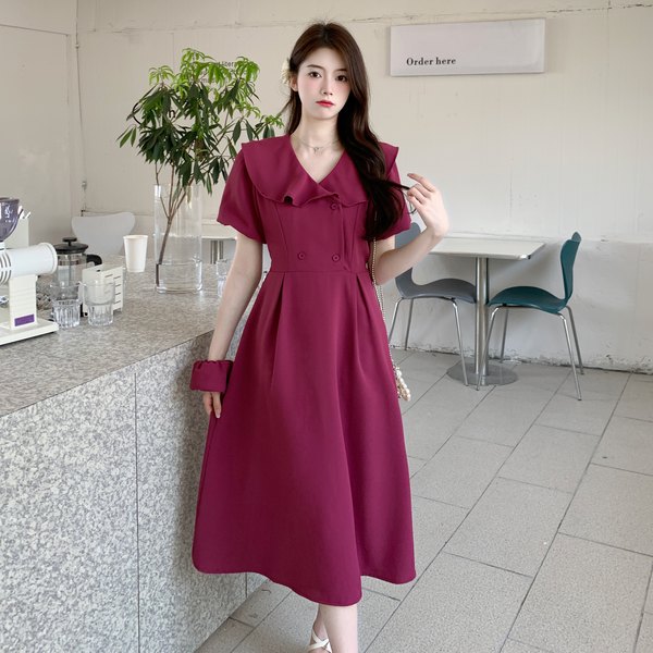 เดรสคนอ้วน เดรสสาวอวบ ชุดเดรสคนอ้วนวัยรุ่นแขนสั้น BY PLUS SIZE Girl