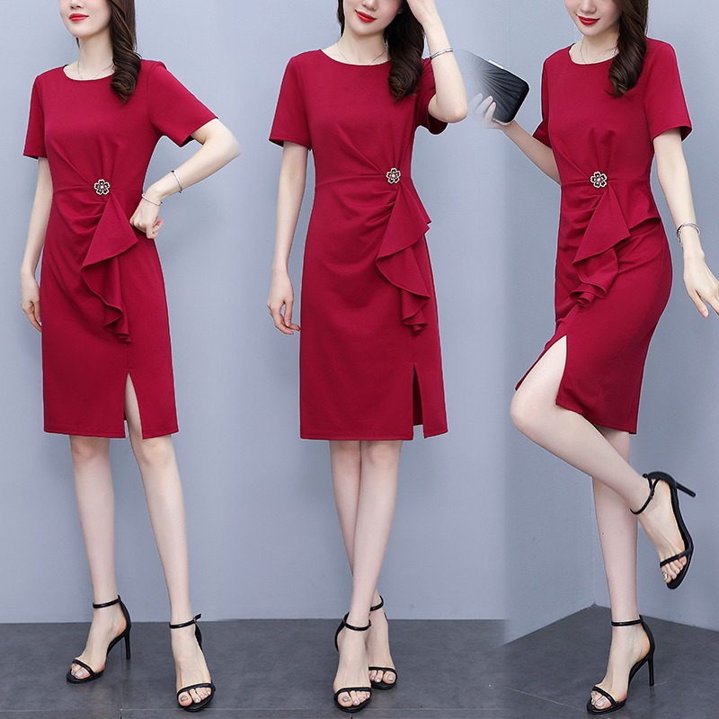 เดรสแขนสั้น มีไซส์ L-5XLอก 38-48 นิ้ว ใส่ได้ทั้งสาวหุ่นดีน่ารักจนถึงสาวอวบพลัสไซส์